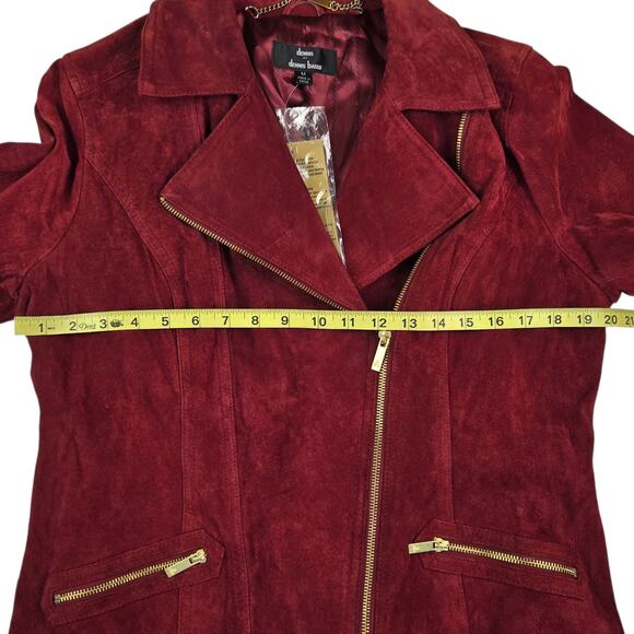 Dennis Basso Suede Leather Moto Jacket Size Medium Washable Asymmetric Zip - Picture 4 of 6